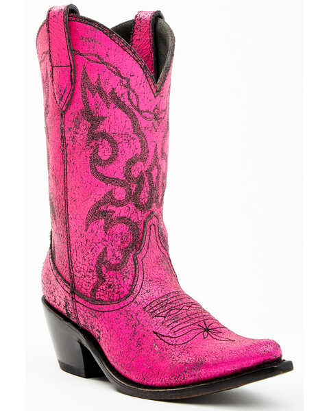 Liberty Black Women's Sienna Distressed Western Boots - Round Toe, Pink, hi-res
