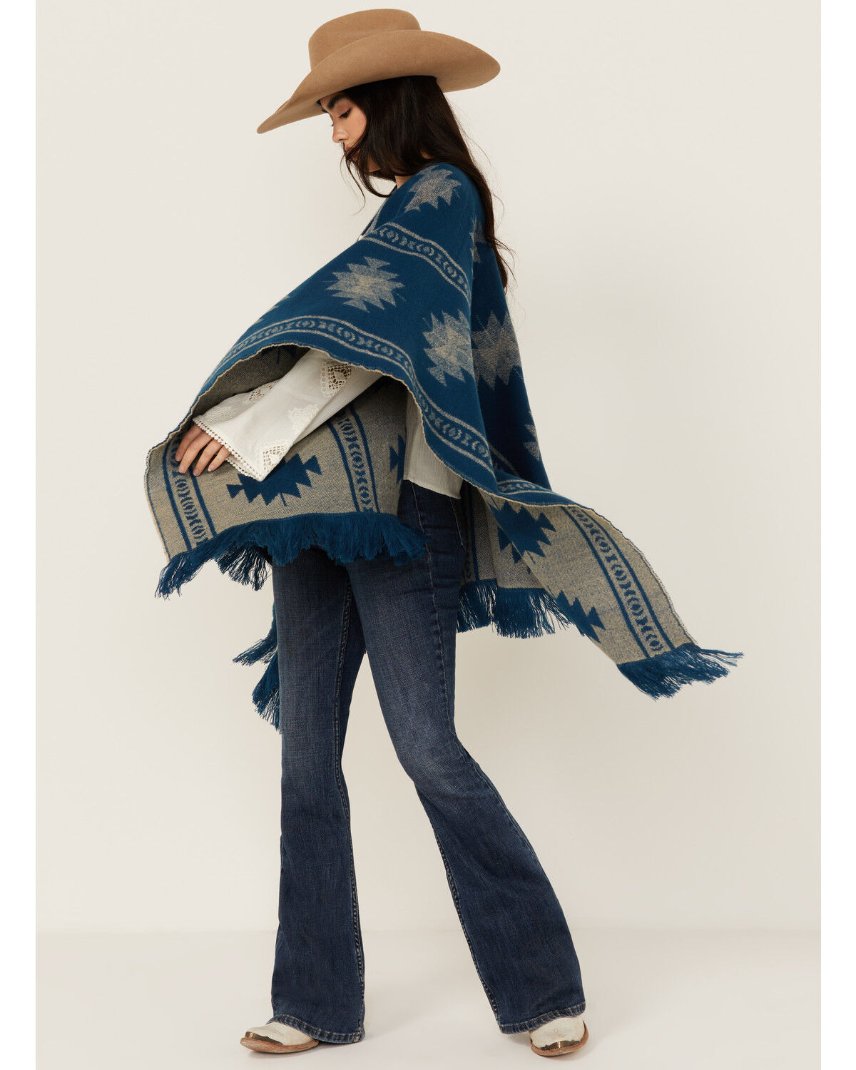Image #1 - Idyllwind Women's Fesslers Reversible Shawl, Indigo, hi-res