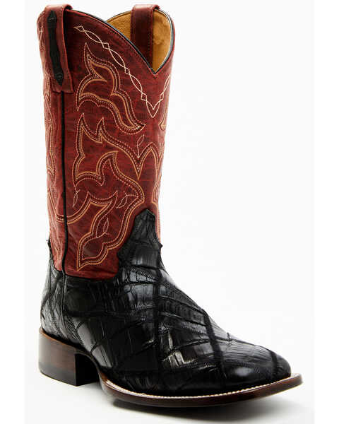 Cody James Men's Exotic Caiman Western Boots - Broad Square Toe, Red, hi-res