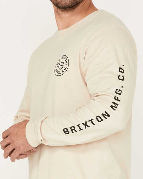 Brixton Men's Crest II Logo Graphic Long Sleeve T-Shirt, Cream, hi-res