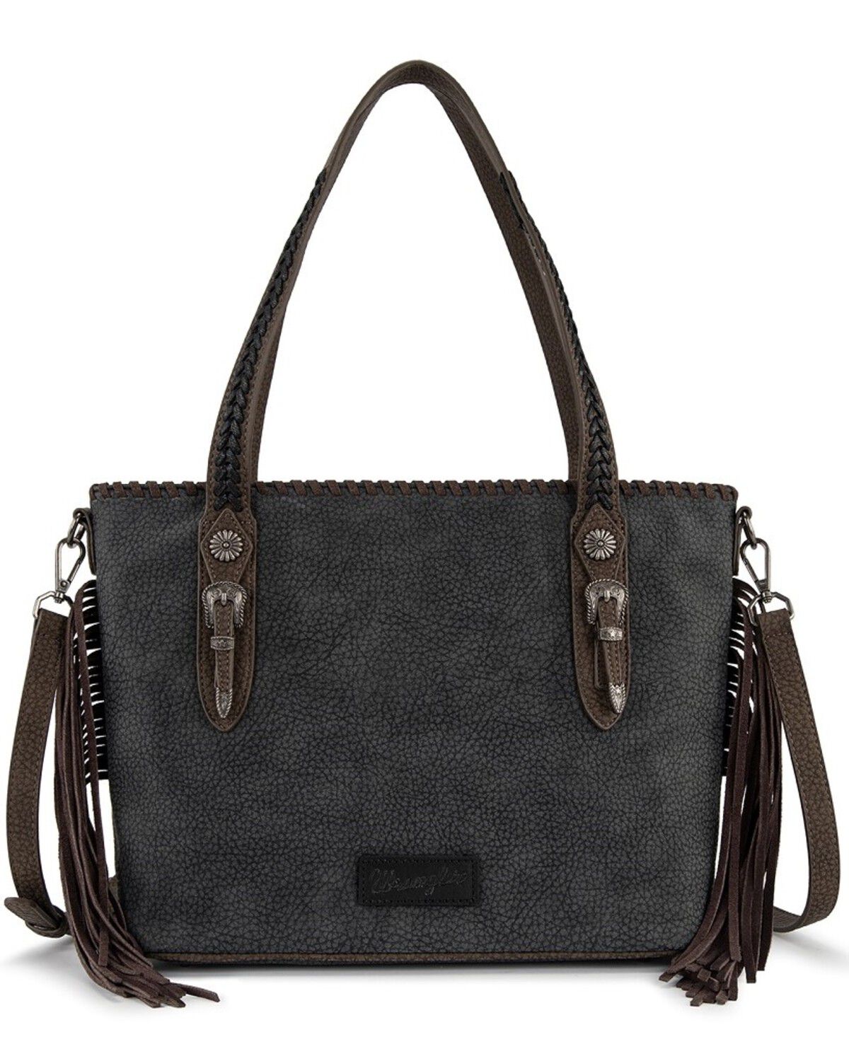 Image #1 - Wrangler Women's Braided Tassel Tote Bag, Black, hi-res
