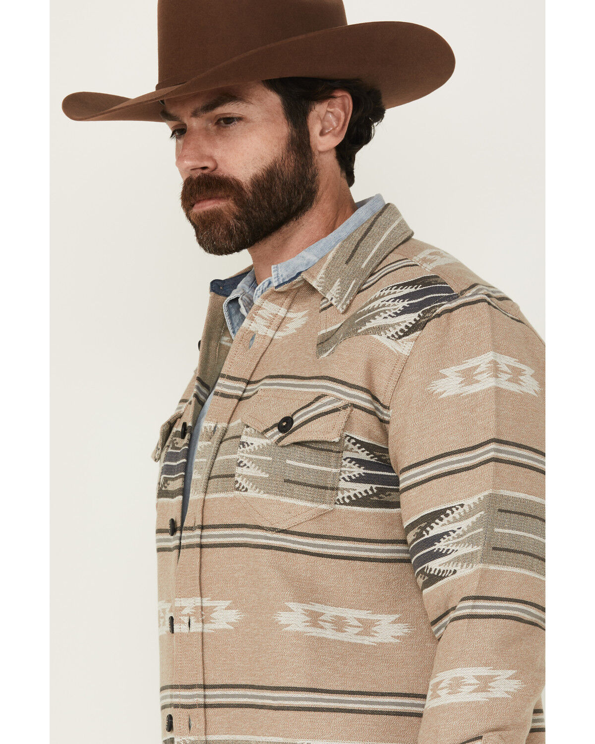 Image #2 - Cody James Men's Dustbowl Southwestern Print Shirt Jacket, Tan, hi-res