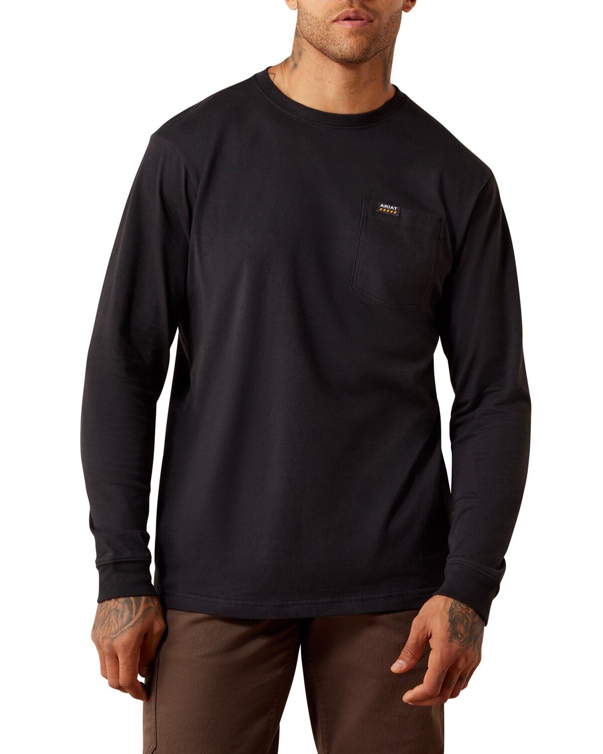 Image #2 - Ariat Men's Rebar Cotton Strong&trade; Eagle Skull Long Sleeve Work T-Shirt, Black, hi-res