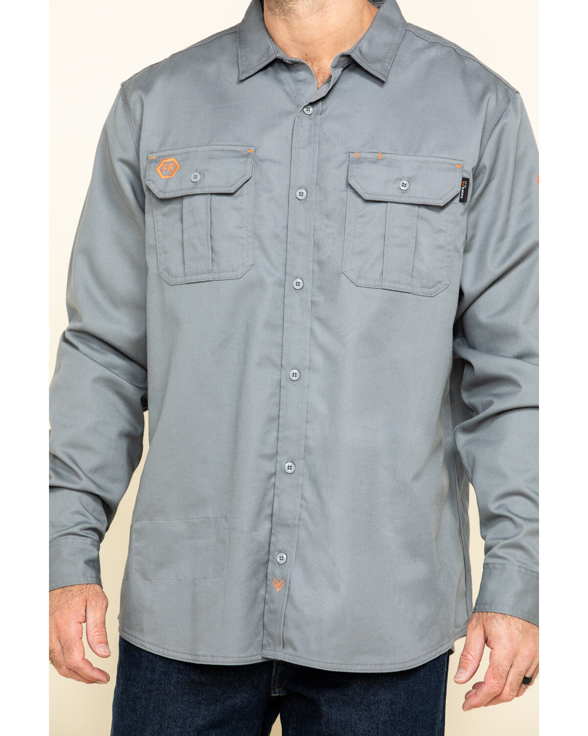 Image #4 - Hawx Men's FR Long Sleeve Woven Work Shirt, Silver, hi-res