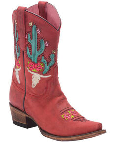 Junk Gypsy by Lane Strawberry Bramble Rose Western Boots - Snip Toe, Red, hi-res