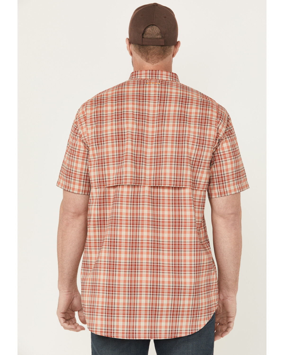 Image #4 - Ariat Men's Rebar Plaid Print Short Sleeve Button-Down Work Shirt, Red, hi-res