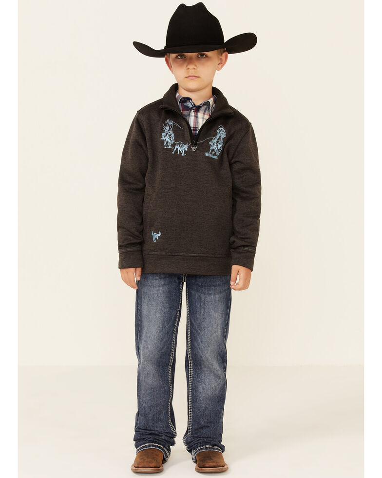 Cowboy Hardware Boys' Charocoal Roping 1/2 Zip Pullover , Charcoal, hi-res
