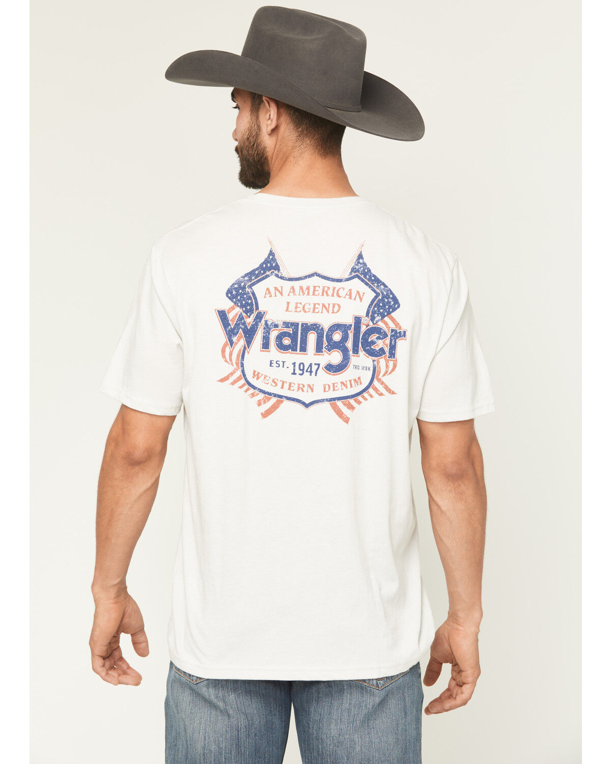 Image #1 - Wrangler Men's American Logo Short Sleeve Graphic T-Shirt, Light Grey, hi-res