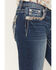 Image #4 - Miss Me Women's Medium Wash Mid Rise Border Pocket 30" Bootcut Stretch Denim Jeans, Medium Wash, hi-res