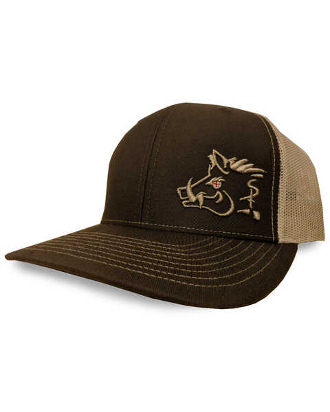 Oil Field Men's Brown Sniper Pig Logo Trucker Cap, Brown, hi-res