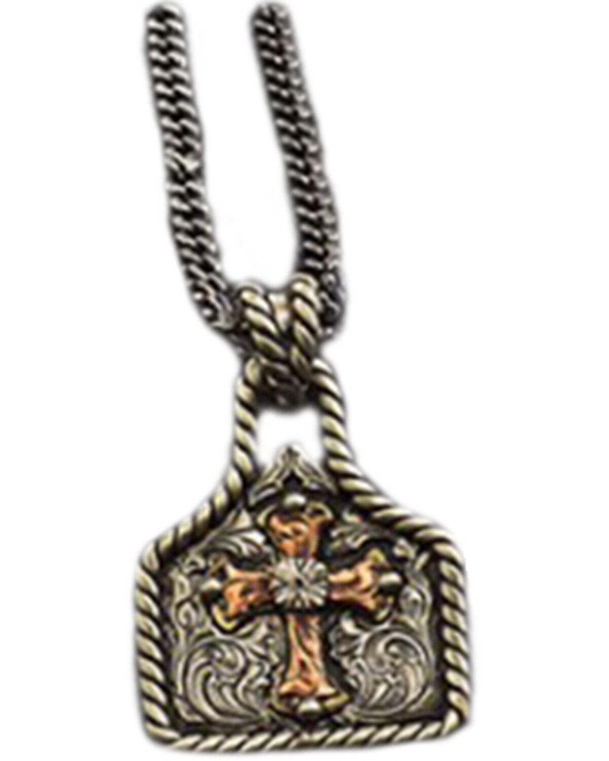 Image #1 - Twister Men's Cross Tag Necklace, Silver, hi-res