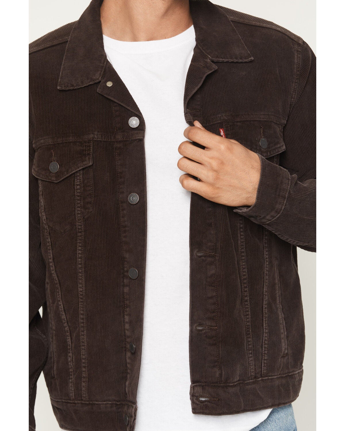 Image #3 - Levi's Men's Corduroy Button-Down Trucker Jacket, Brown, hi-res