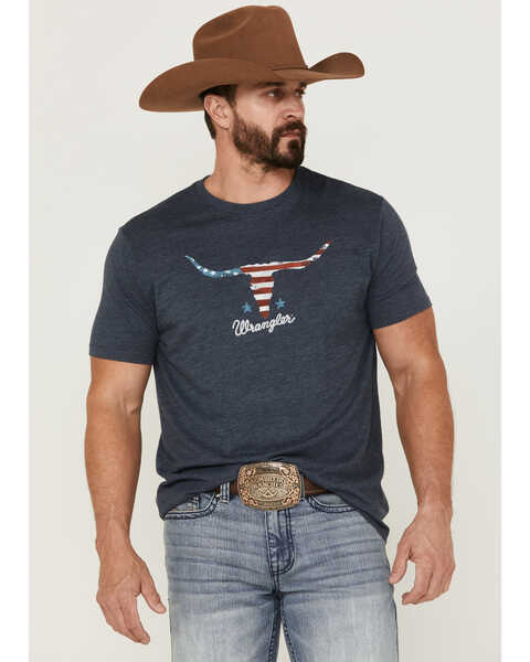 Wrangler Men's Americana Longhorn Graphic T-Shirt, Navy, hi-res