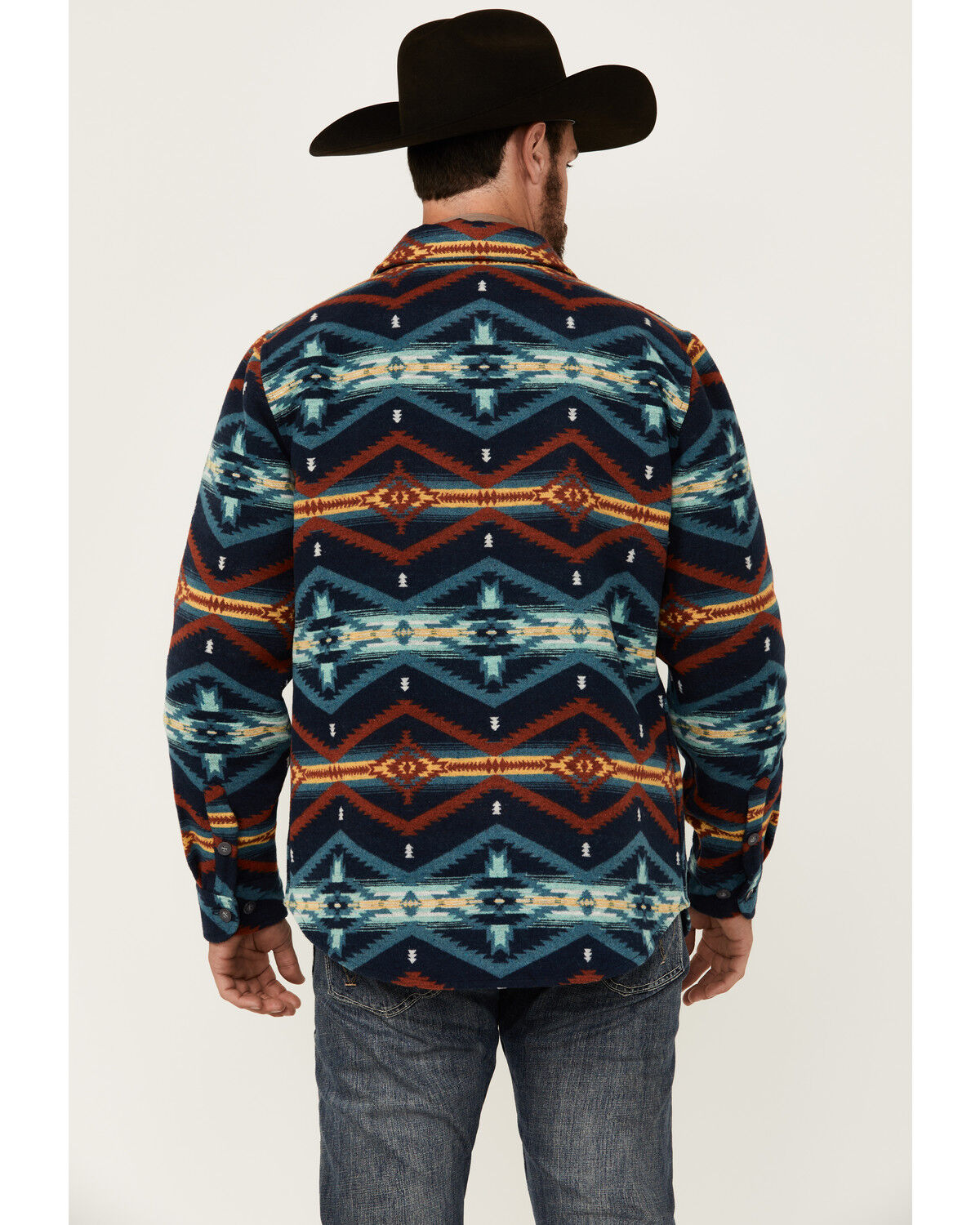 Image #4 - Powder River Outfitters Men's Southwestern Print Shacket, Navy, hi-res