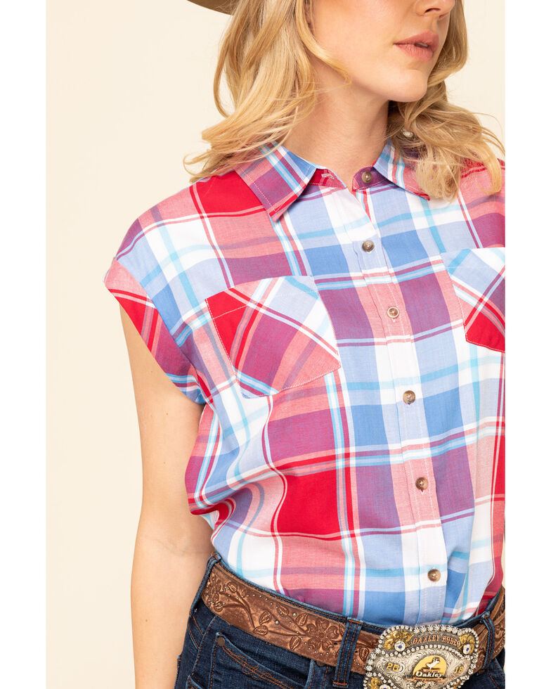 Cumberland Outfitters Women's Americana Plaid Short Sleeve Western