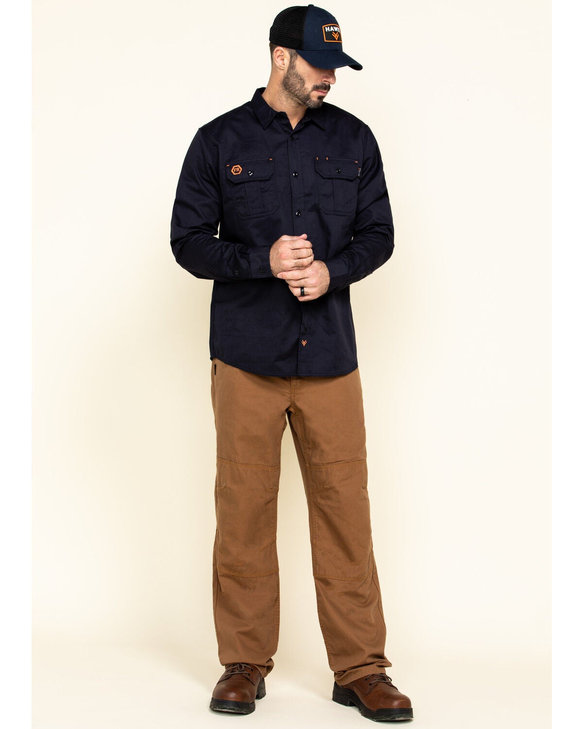 Brown FR Denim Straight Work Jeans 