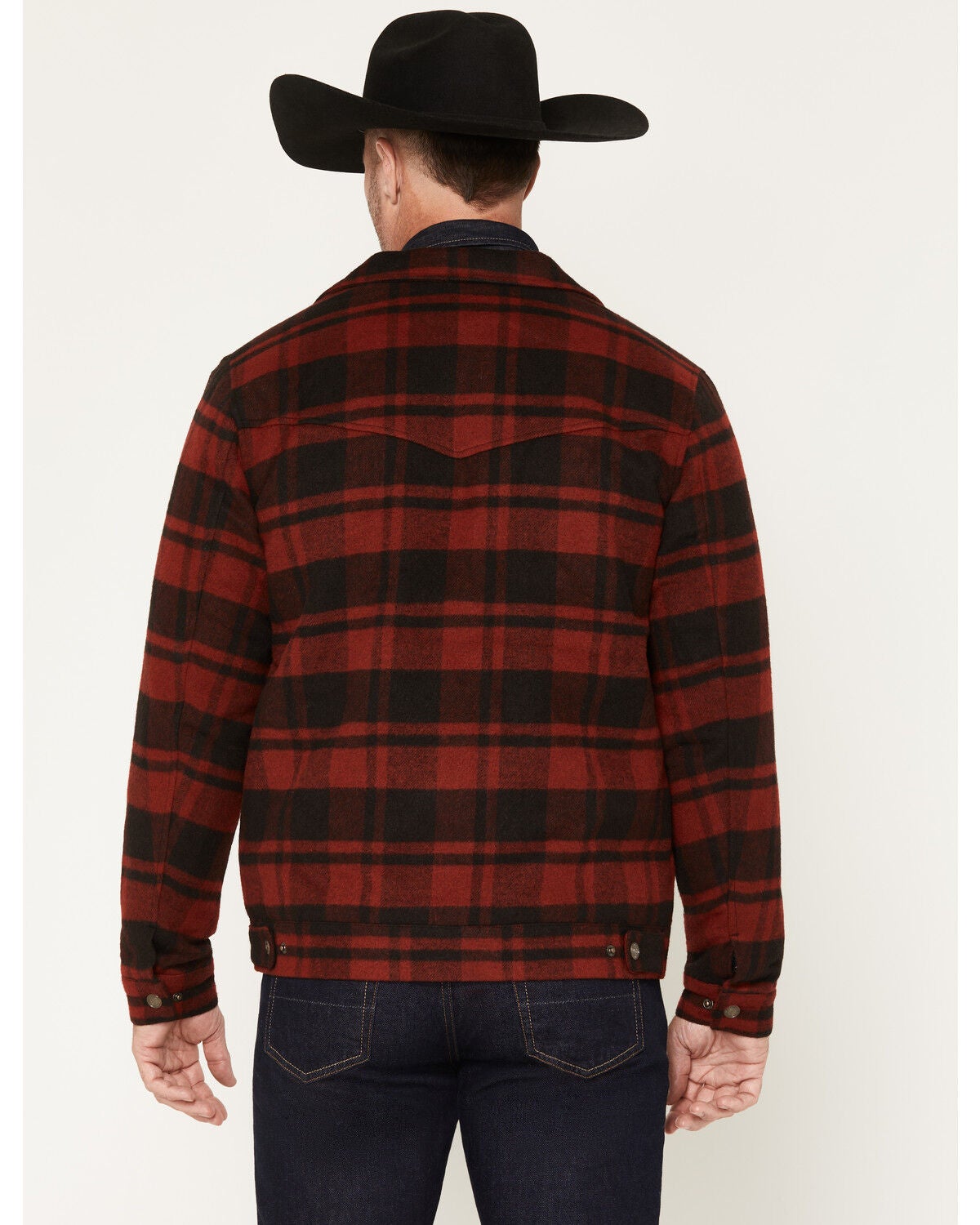 Image #4 - Cody James Men's Gainville Plaid Print Wool Jacket, Dark Red, hi-res