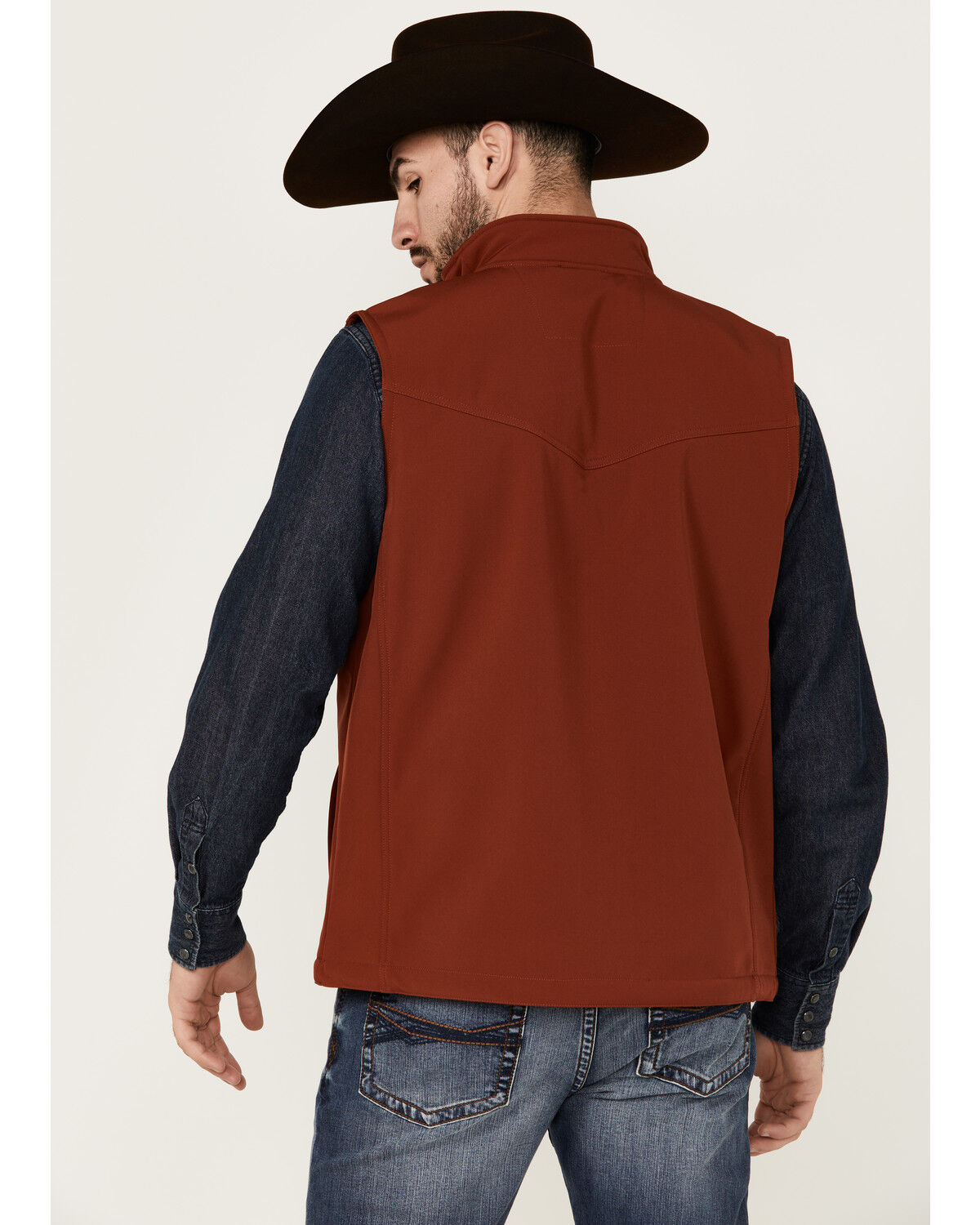 Image #4 - RANK 45® Men's Ralington Embroidered Softshell Vest, Dark Orange, hi-res