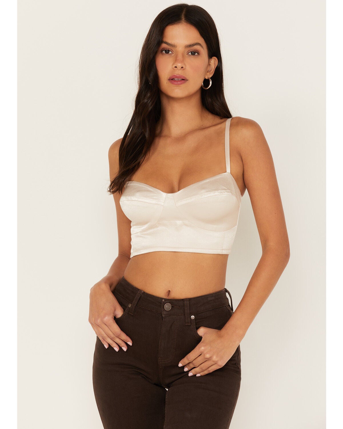 Shyanne Women's Bustier Corset Crop Top, Sand, hi-res