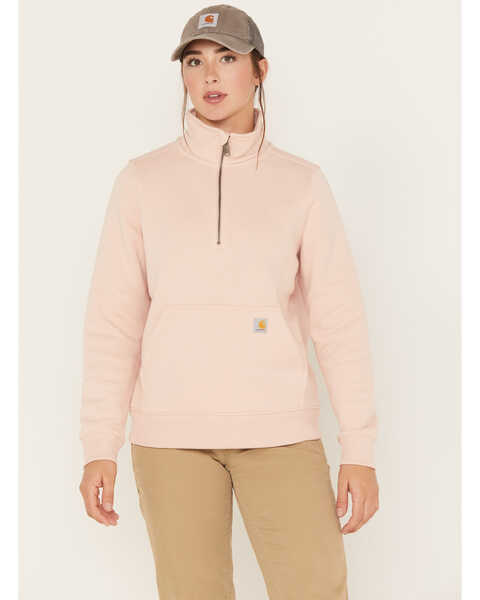 Carhartt Women's Relaxed Fit Midweight Half-Zip Pullover, Rose, hi-res