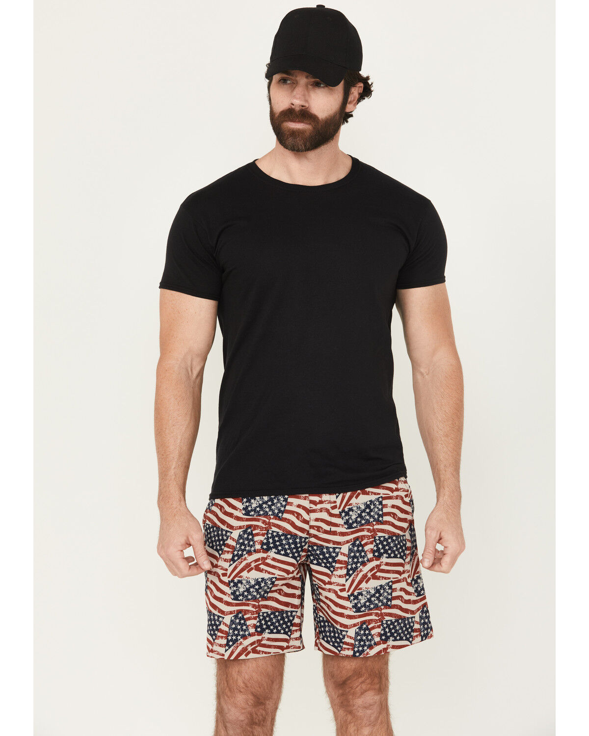 Image #1 - Ariat Men's US Flag Print Tek Shorts, Multi, hi-res