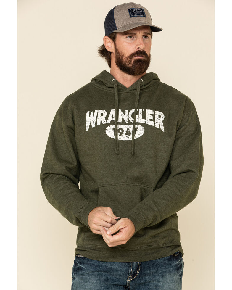 Wrangler Men's Green Logo Graphic Hooded Sweatshirt , Green, hi-res