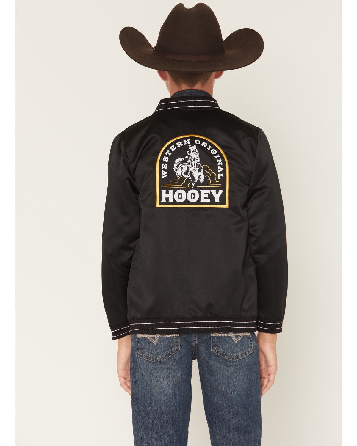 Hooey Boys' Big Sky Logo Bomber Jacket, Black, hi-res