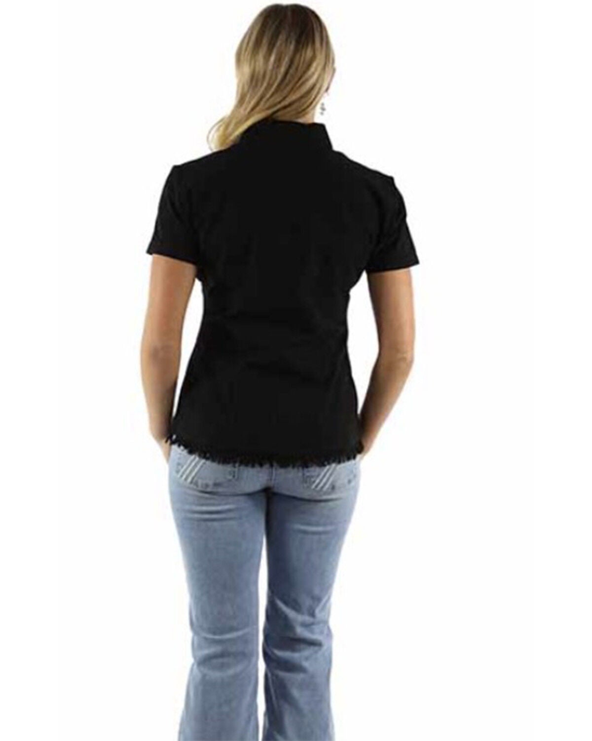 Image #2 - Scully Women's Short Sleeve Embroidered Cantina Blouse, Black, hi-res