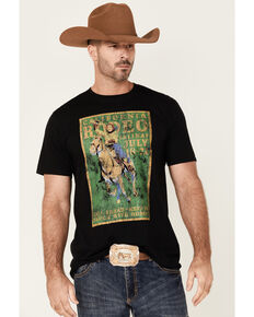 Southern Sierra Men's California Rodeo Vintage Graphic Short Sleeve T-Shirt , Black, hi-res