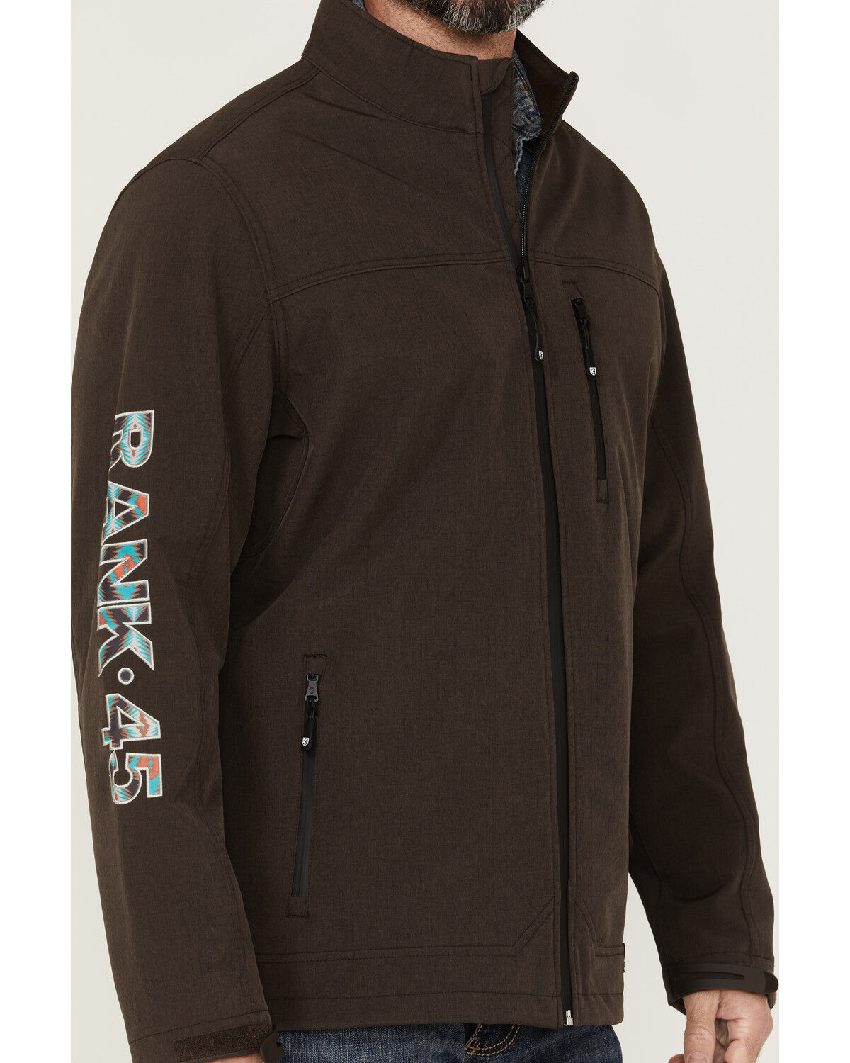 Image #3 - RANK 45® Men's Rodeo Southwestern Logo Sleeve Zip-Front Softshell Jacket, , hi-res
