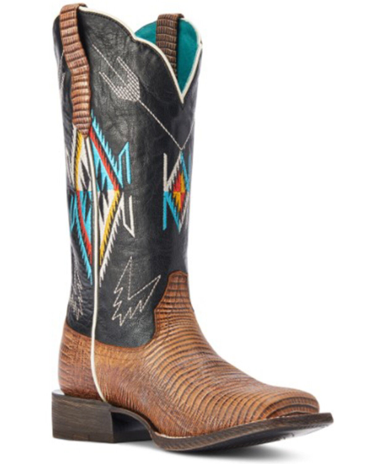 Ariat Women's Frontier Chimayo Ancient Southwestern Embroidered Western Boots - Broad Square Toe, Black, hi-res