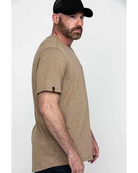Hawx Men's Tan Pocket Crew Short Sleeve Work T-Shirt - Big , Tan, hi-res