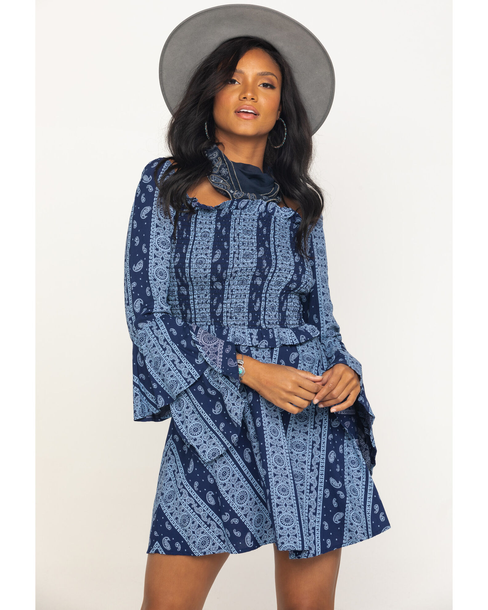 Blue bandana cheap print dress