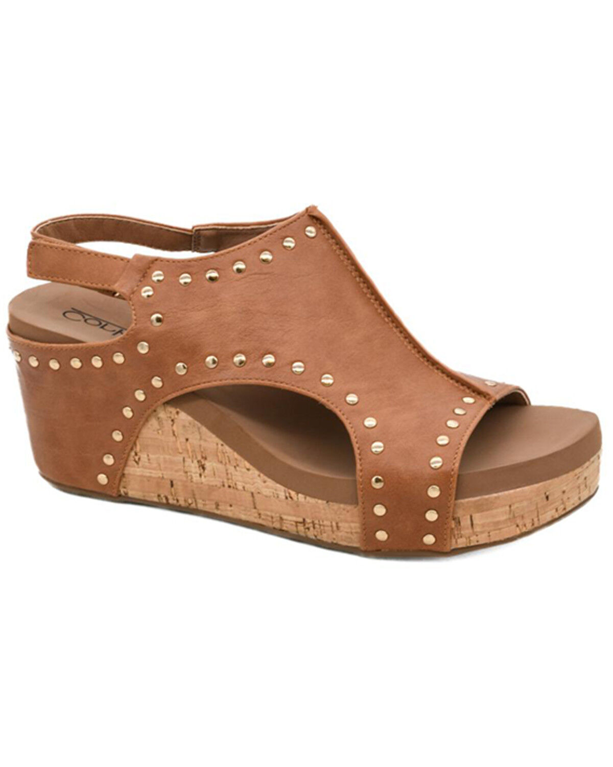 Image #1 - Corkys Women's Carley Wedge Sandals, Cognac, hi-res