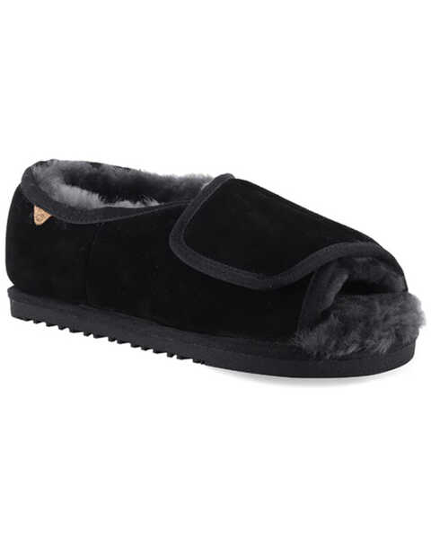 Lamo Footwear Women's Apma Open Toe Wrap Wide Slippers, Black, hi-res