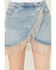 Image #2 - BLANKNYC Women's Medium Wash Denim Faux Wrap Embroidered Fringe Mini Skirt , , hi-res