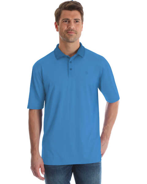 Image #1 - George Strait by Wrangler Men's Performance Short Sleeve Polo Shirt , Light Blue, hi-res
