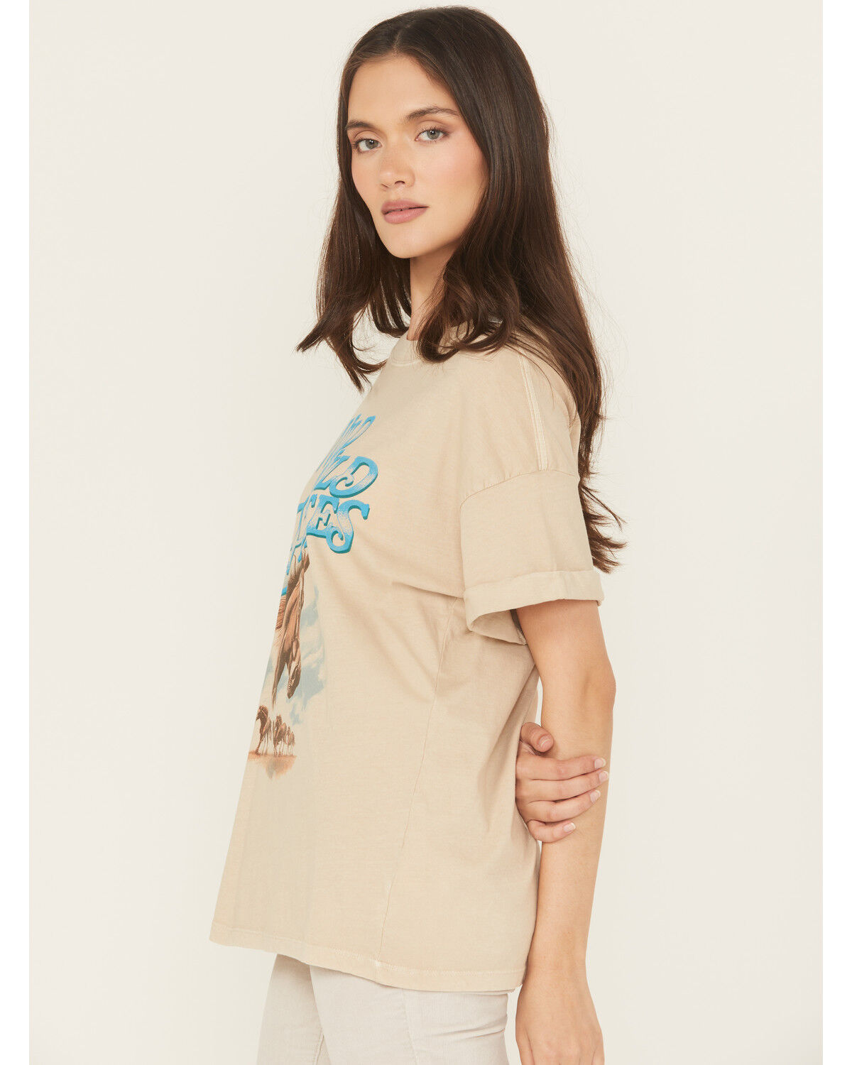 Image #2 - Girl Dangerous Women's Wild Horses Short Sleeve Graphic Tee, Sand, hi-res