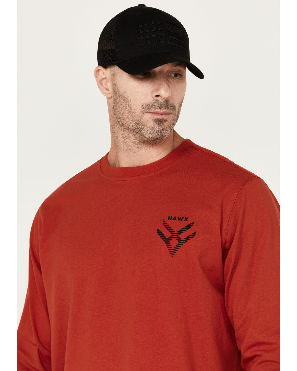 Image #3 - Hawx Men's Linear Logo Long Sleeve Graphic Work T-Shirt, Red, hi-res