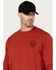 Image #3 - Hawx Men's Linear Logo Long Sleeve Graphic Work T-Shirt, Red, hi-res