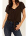 Image #3 - Idyllwind Women's Tern Flutter Sleeve Tie Front Top, Dark Brown, hi-res