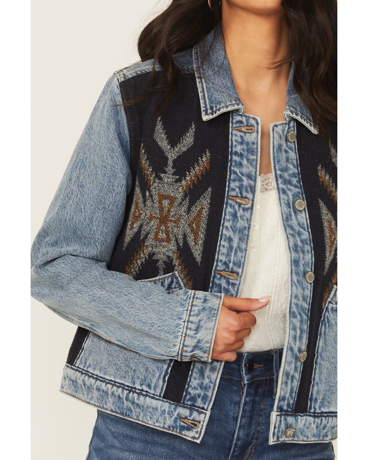Image #3 - Idyllwind Women's Mallard Denim and Blanket Mix Jacket, Medium Wash, hi-res