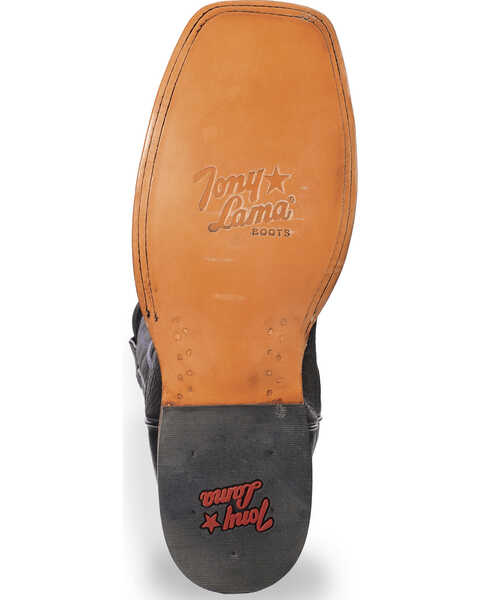 Image #5 - Tony Lama Men's Flat Cow Foot Western Boots - Square Toe, Black, hi-res
