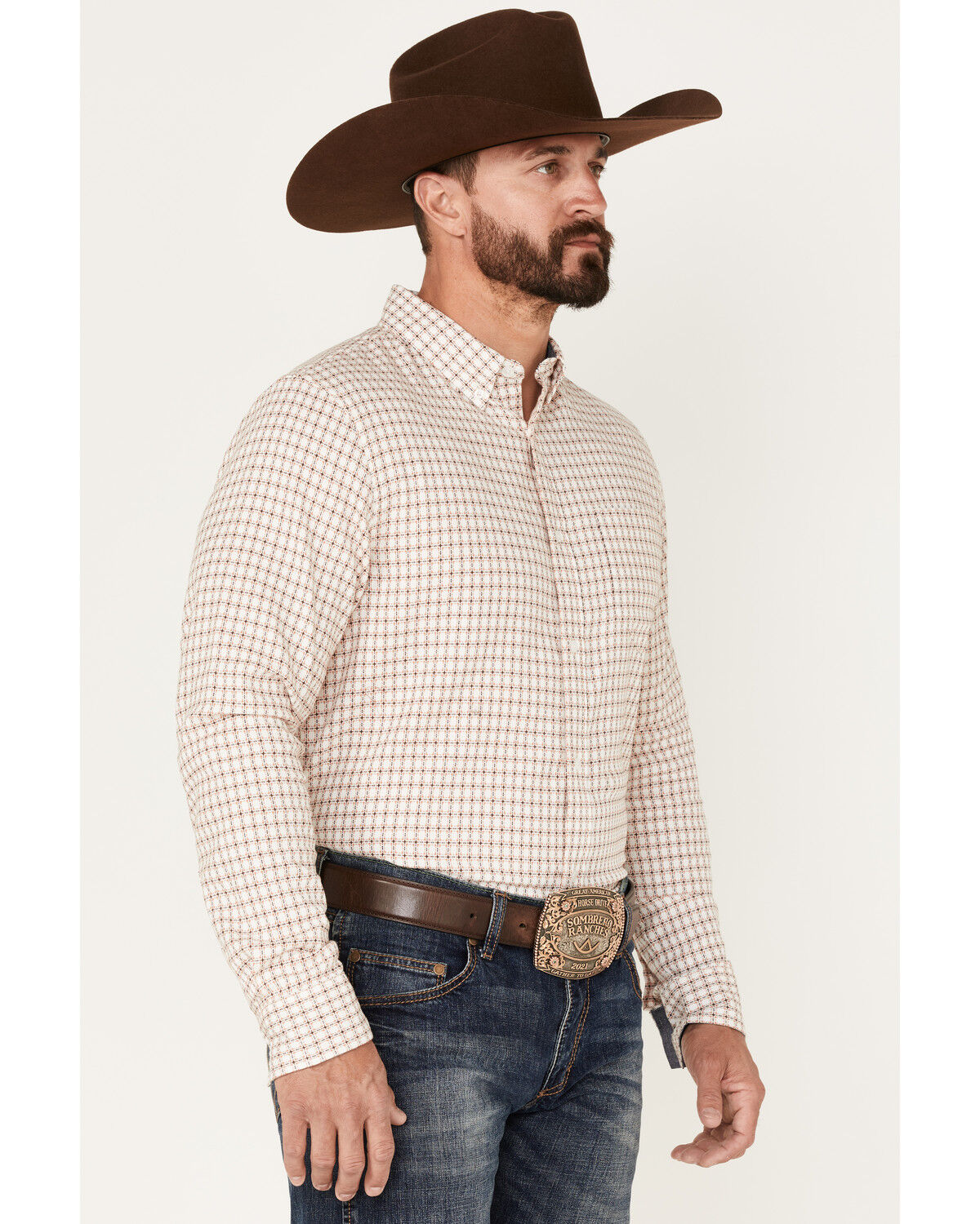 Image #2 - Cody James Men's Getaway Check Button-Down Western Shirt, White, hi-res