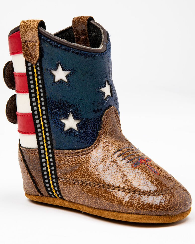 Cody James Infant Boys' Flag Poppet Western Boots, Red/white/blue, hi-res