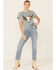 Image #2 - White Crow Women's Teal Floral Longhorn Skull Graphic Short Sleeve Tee, Teal, hi-res