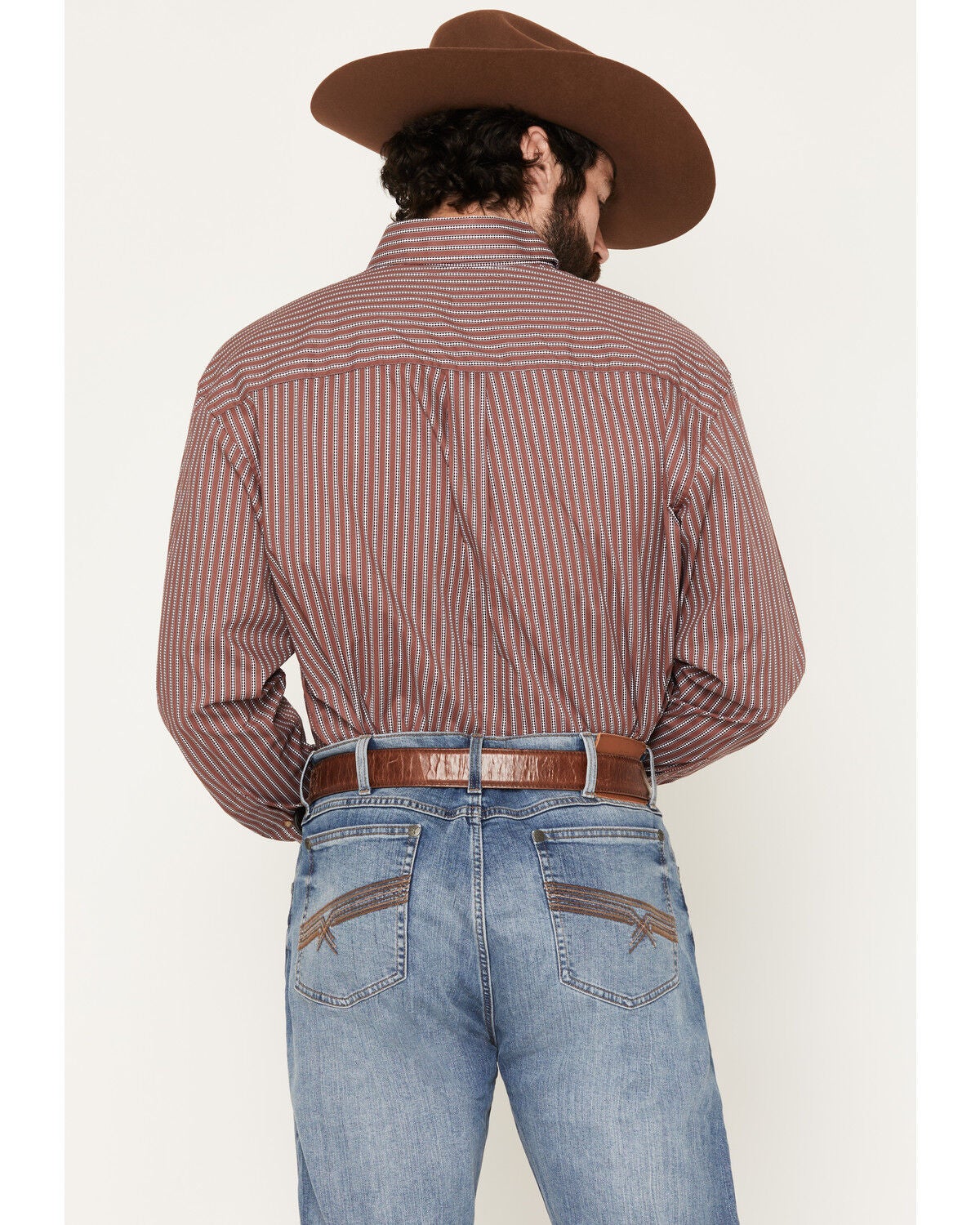 Image #4 - Wrangler Men's Classics Striped Long Sleeve Button-Down Western Shirt, Red, hi-res