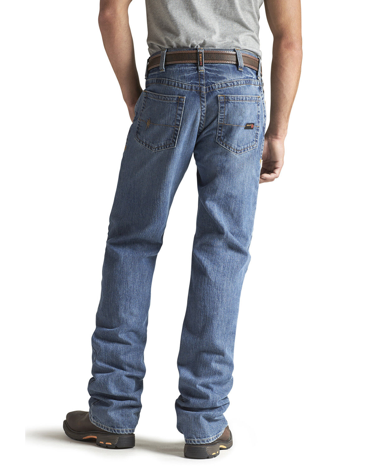 Image #4 - Ariat Men's FR M3 Medium Wash Loose Basic Stackable Straight Leg Jean, Denim, hi-res