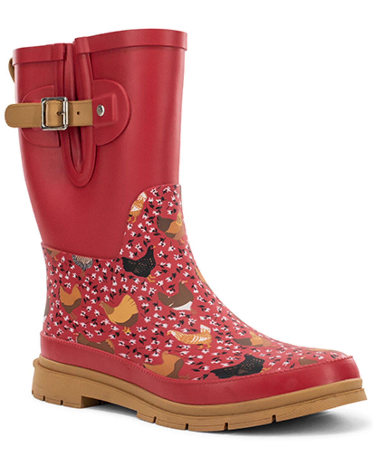 Image #1 - Western Chief Women's Golden Gals Mid Rain Boots, Red, hi-res