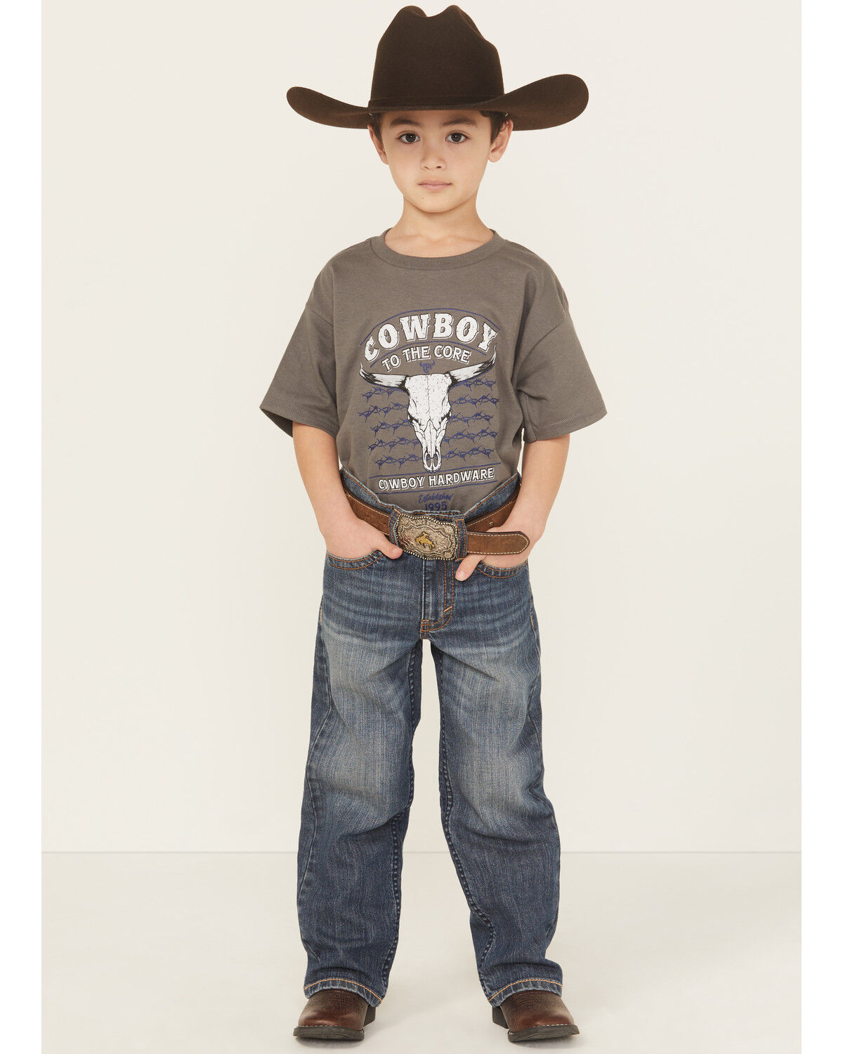 Image #1 - Cody James Little Boys' Wolfstooth Relaxed Bootcut Stretch Denim Jeans, Medium Wash, hi-res